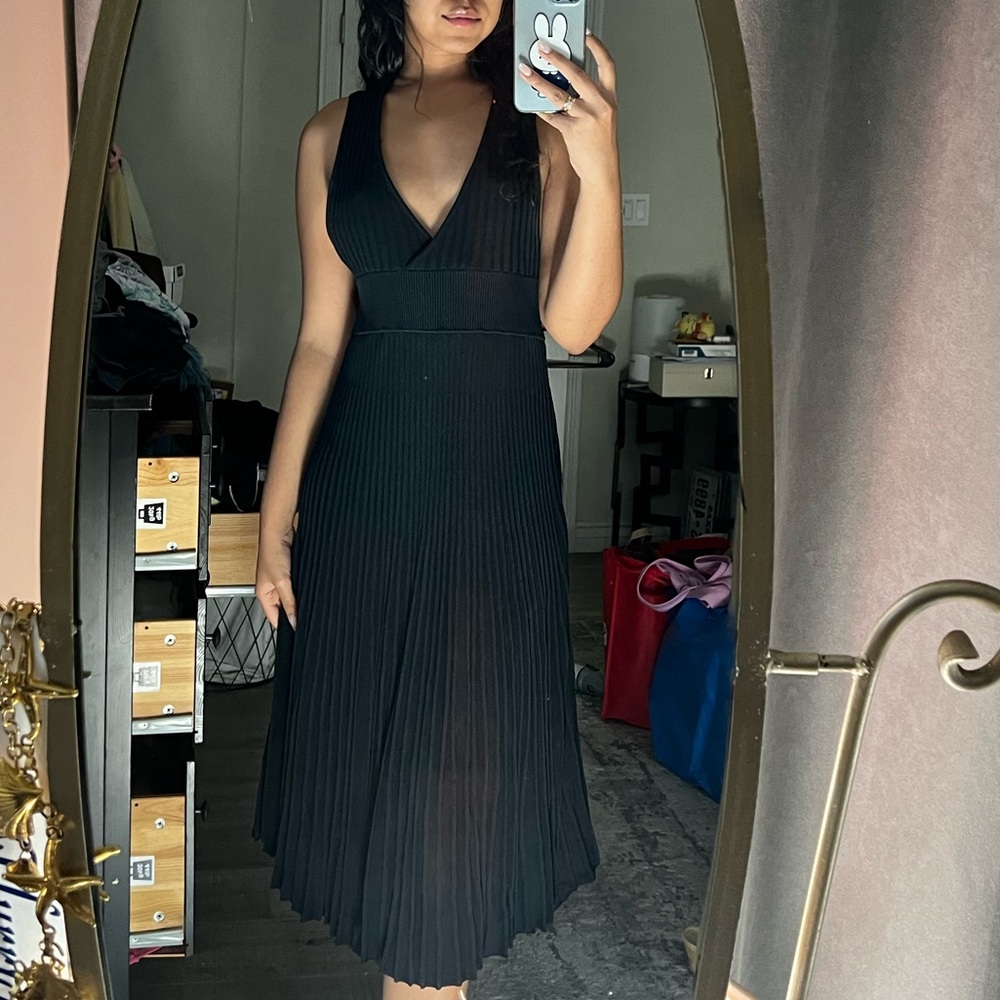 black zara halter midi dress - size medium
